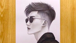 A Handsome Boy With Glasses Drawing Step By Step | Boy Drawing  | The Crazy Sketcher