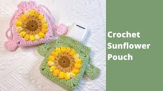 How to Crochet Sunflower Granny Square Pouch  Beginner Crochet Tutorial  Crochet Sunflower Pouch