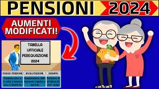 AUMENTI PENSIONI GENNAIO 2024TABELLA UFFICIALE PEREQUAZIONE 2024CONTROLLA️