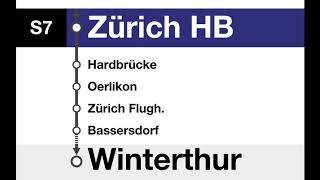 ZVV / SBB Ansagen - S7 Rapperswil – Zürich HB – Zürich Flughafen – Winterthur (Umleitung)