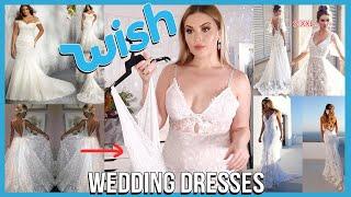 Trying on WISH APP Wedding Dresses!  DISASTER??