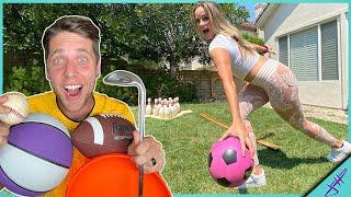 EVERY SPORT Trick Shot GOLF vs Jenna Bandy *Fewest Attempts Wins!*