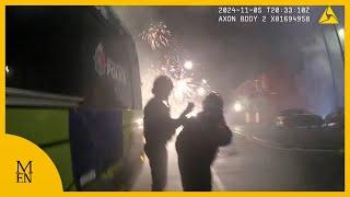 Bodycam shows firework pelted at police on bonfire night in Manchester