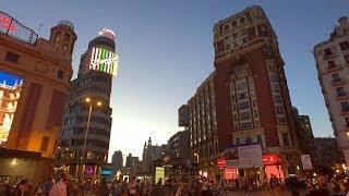 WALKING MADRID’S GRAN VIA AT NIGHT incl. Sol and Plaza de España | Spain