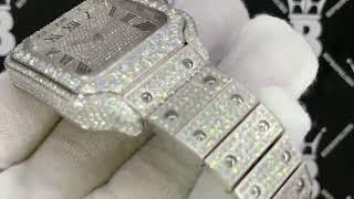 Passes Diamond Tester | Moissanite VVS Iced Out Baller Square Steel Bust Down Watch | Bling Bling