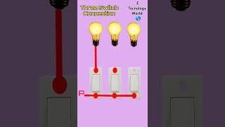 #threephase connection#three switch connection with bulb wiring single phase #shorts #electrical