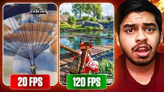 BGMI 20 FPS Android vs 120 FPS iPhone Player 1vs4 Clutch ??| BEST Moments in PUBG Mobile