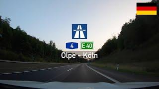 Driving in Germany: Autobahn A4 E40 from Kreuz Olpe to Köln (Cologne)