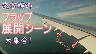 飛行機のフラップが展開するシーンだけ集めた動画