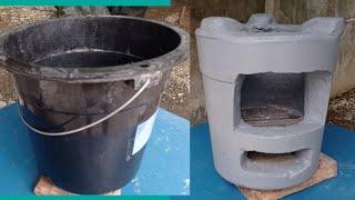 Diy wood stove- how to cast wood stove from cement and plastic bucket.