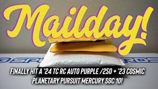 Mailday! Finally hit a '24 TC RC AUTO PURPLE /250 + '23 Cosmic Planetary Pursuit MERCURY SGC 10!