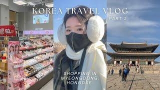 seoul vlog  pt 1: shopping in myeongdong & hongdae, gwangjang market