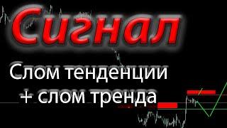 Сигнал, слом тренда + слом тенденции. Форекс обучение. Обучение трейдингу.