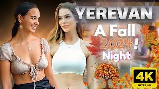 Walking Tour in Yerevan, Armenia  - A Fall Night - September 2024 - 4K 60FPS