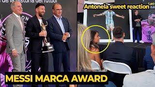 Antonela cute reaction to Messi MARCA America Award for his soccer legacy | Football News Today