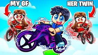 My GIRLFRIEND vs TWIN SISTER In Roblox BIKE OBBY! (I Spent $100,000)