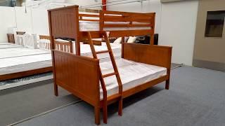 Emily Double Bunk Bed Solid Hardwood Antique Oak Colour Malaysian Made