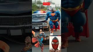 Superheroes Fatty helps a police car break down on the road  #shorts #marvel #spiderman #avengers