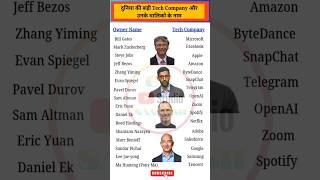 The world's biggest tech companies and the names of their owners | gk shorts | SSC gk | #shorts #gk