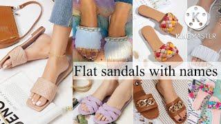 Types of flat sandals with names ||trendy fashion