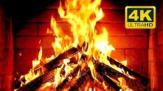  Cozy Fireplace 4K (12 HOURS). Fireplace with Crackling Fire Sounds. Fireplace Burning 4K