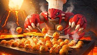 【ポケモン料理】グラードンシェフにマグマたこ焼きを作らせたら灼熱すぎた！#ポケモン #pokemon #料理 #cooking