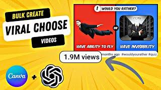 How To Bulk Create "Would You Rather" Videos With AI | Make Money with Faceless Channel