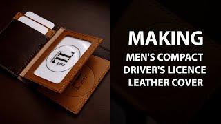 Making driver's license leather wallet. Leathercraft