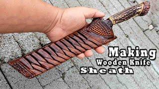 ️️ ( D2 Knife Part 2 ) Making Wooden Knife Sheath | Cara Buat Sarung Pisau dari kayu