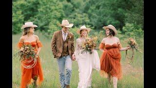 A Retro Southwestern Cowgirl-Inspired Wedding Design with Vintage Motel Vibes at Tranquility Farm