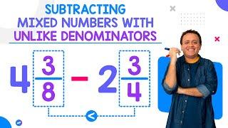 Subtracting Mixed Numbers with Unlike Denominators (Without Regrouping)