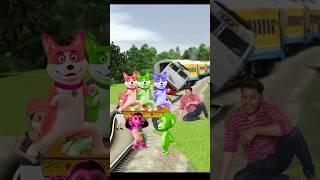  cute baby dogs & monkey stop the train by dancing #shorts #funny