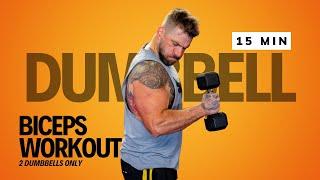 15 Min BURNING Biceps Workout | 2 dumbbells only