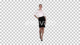 Glamour fashion woman brunette walking confidently, Alpha Channel | Stock Footage - Envato elements