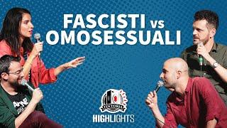 Finalmente l'atteso confronto tra fascisti e omosessuali.