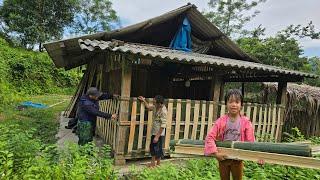 Linh Dan's grandfather and Uncle Thanh helped cut bamboo trees and make a new kitchen.