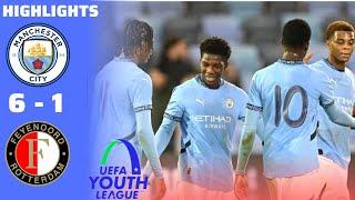 Manchester City u19 6-1 Feyenoord u19 | UEFA Youth League Highlights & Goals