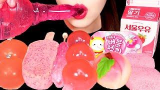 ASMR MUKBANG PINK HONEY JELLY RECIPE, ICE CREAM, TIKTOK JELLY, WAGASHI 꿀젤리 만들기 먹방 CONVENIENCE FOOD