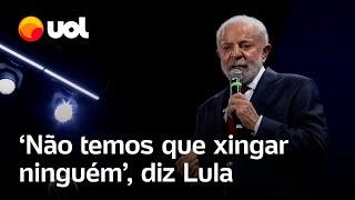 ‘Não temos que xingar ninguém’, diz Lula em palco na presença de Janja