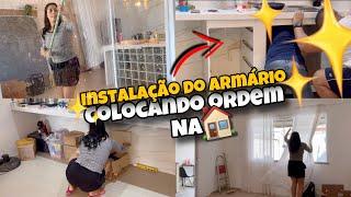 FAXINA COMPLETA| DECOREI O LAR  CORTINA ACONCHEGANTE NA SALA -CHEGOU NOSSO ARMÁRIO DA COZINHA 