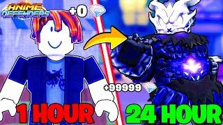 I Played ANIME DEFENDERS For 24 HOURS And Became Overpowered! (Roblox)