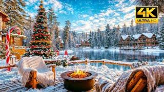 Cozy Christmas Place by the Lake: Soothing Crackling Fire Sounds, Relaxing Snowfall and Lake Sounds