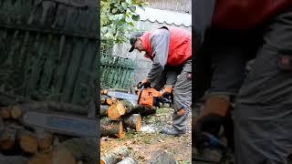 Старая китайская бензопила заводится практически сразу #chainsaw