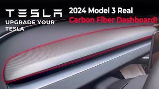 Upgrade Your Tesla 2024 Model 3 with Real Carbon Fiber Dashboard!