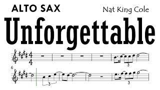 Unforgettable Alto Sax Sheet Music Backing Track Partitura  Nat King Cole