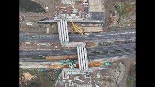 January 2025 M25 Junc 10 Project, Cockcrow Living Heath Bridge installation update during A3 closure