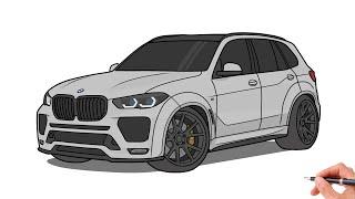 How to draw a BMW X5 2020 / drawing bmw x5m competition 2019 widebody car