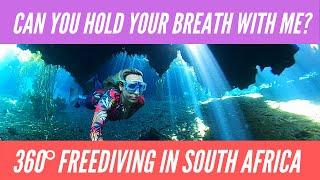 Champion freediver explores fresh water spring in South Africa 360°