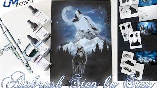 Airbrush Tutorial Stencil AS-001 / AS-094 "Wolf" UMR-Design (English/Deutsch)