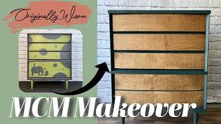 Mid Century Modern Dresser Refinishing: Amsterdam Green & Athenian Black Makeover